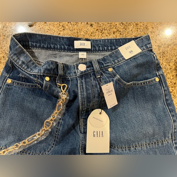 Cult Gaia x GAP High Rise Stride Chain Jean Pantolon NWT size 28/6 - Picture 8 of 13